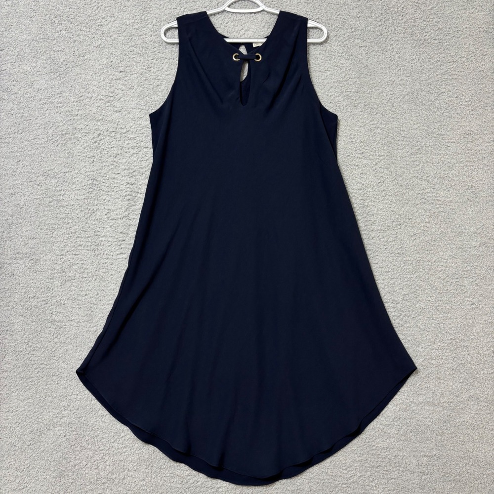 Navy Blue Sleeveless Dress 18/20W Keyhole Plus Size Flowy Modest Casual